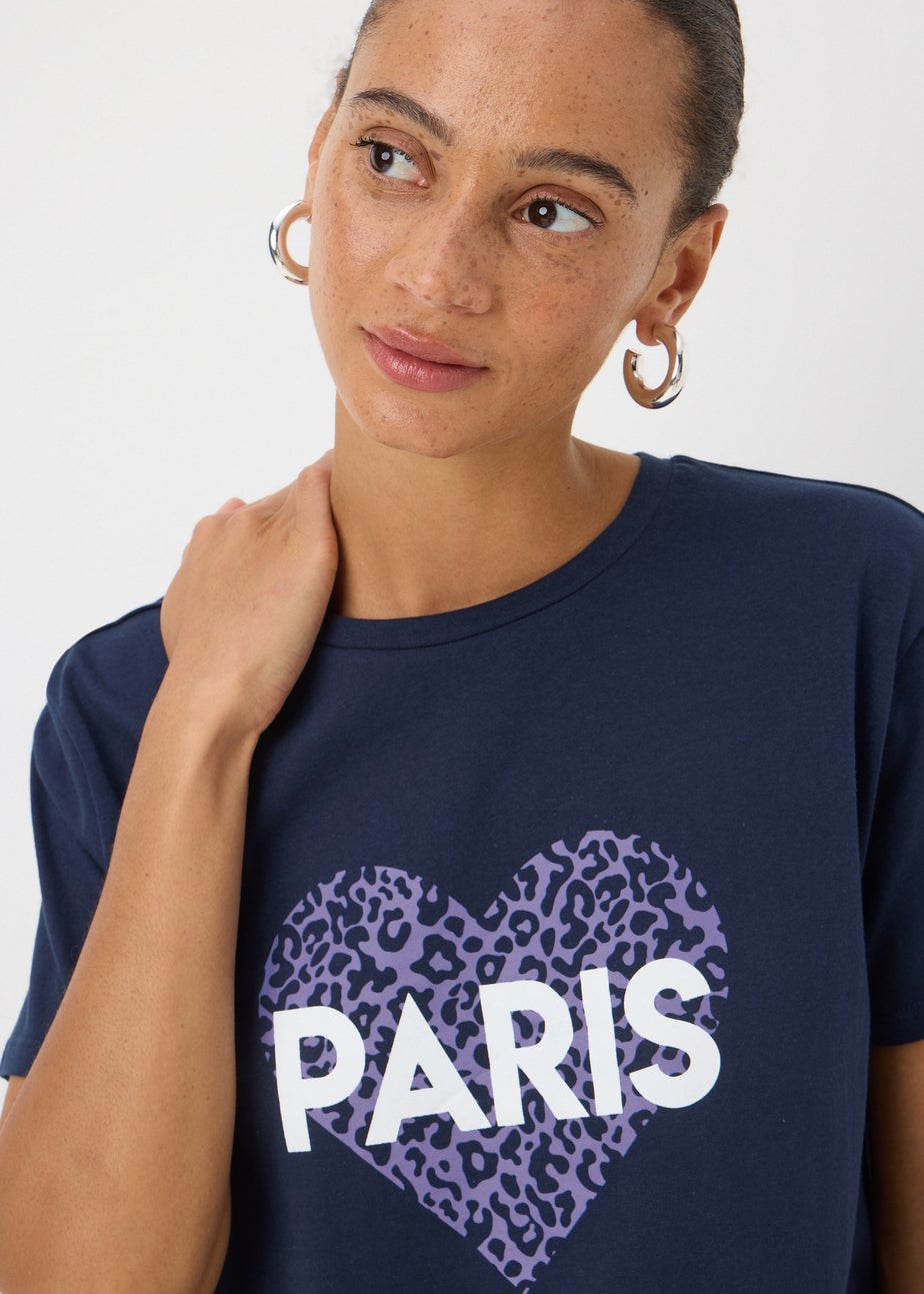 Navy Paris Animal Heart T-Shirt