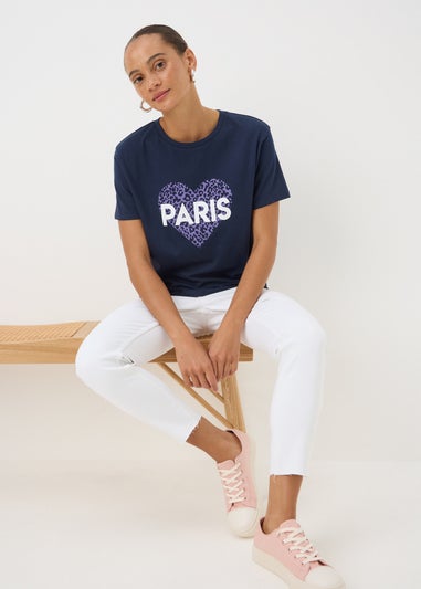 Navy Paris Animal Heart T-Shirt