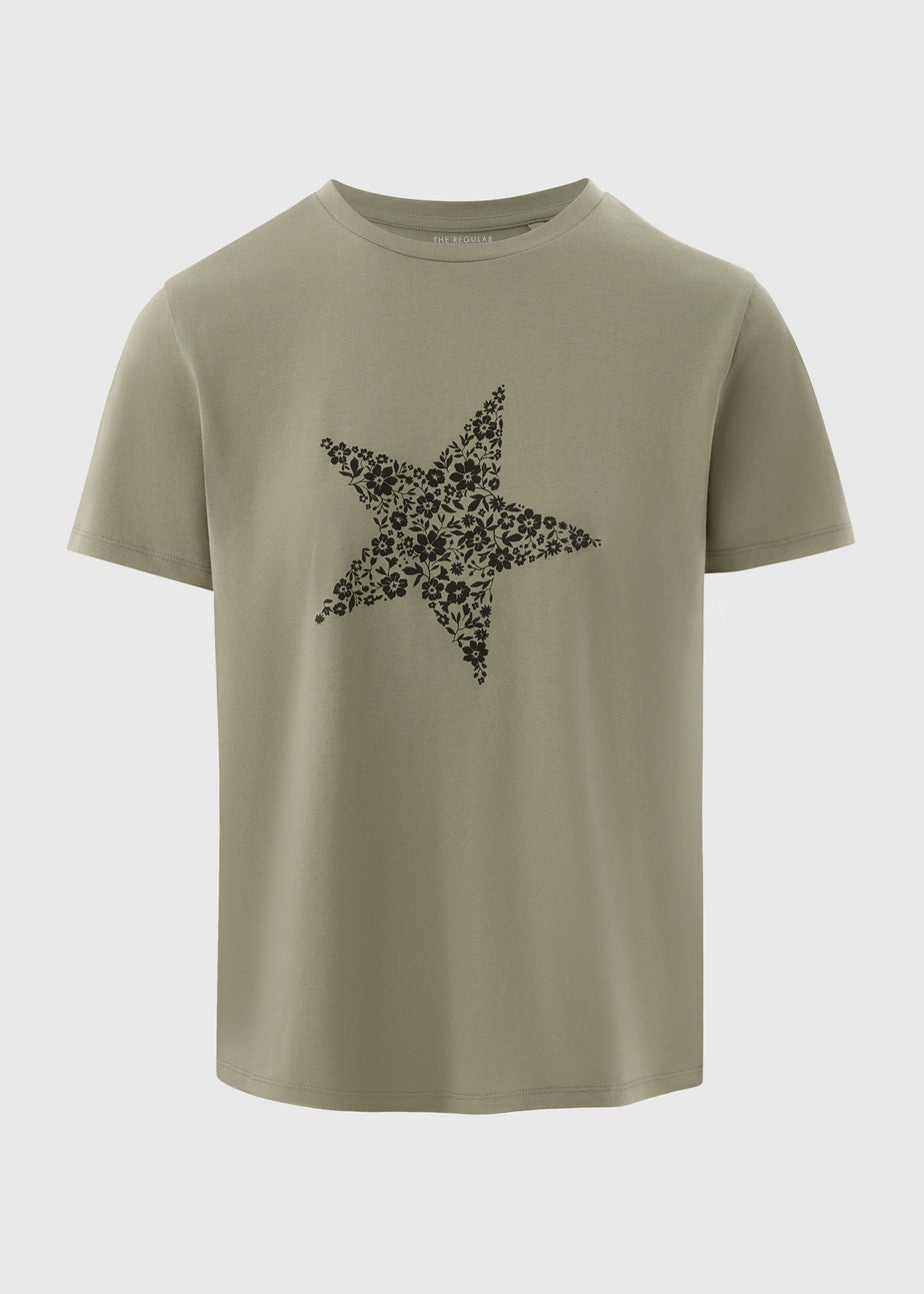 Khaki Star Print T-Shirt