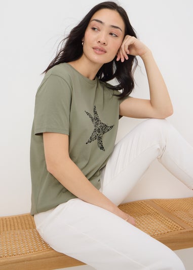 Khaki Star Print T-Shirt
