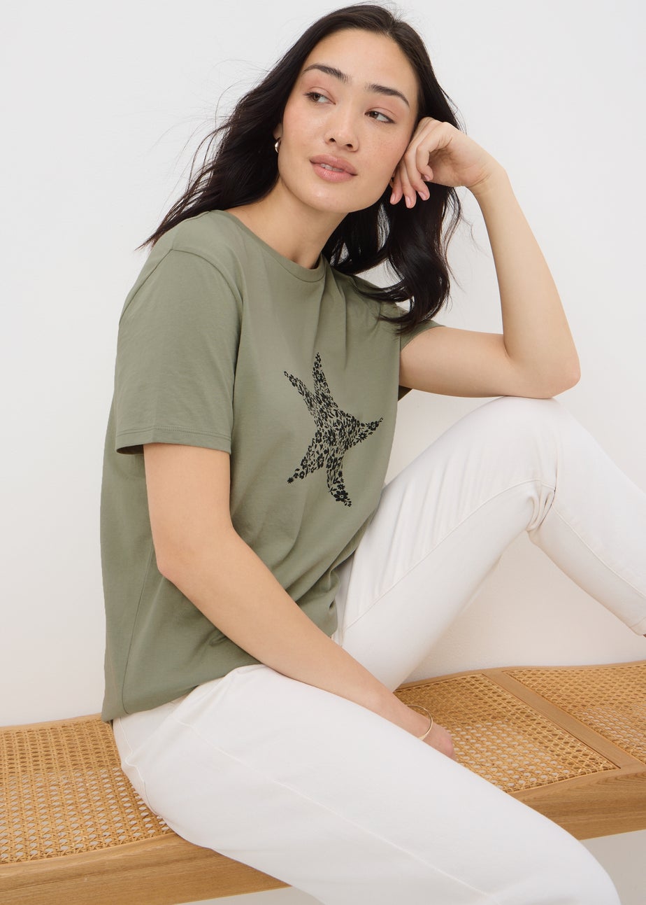Khaki Star Print T-Shirt