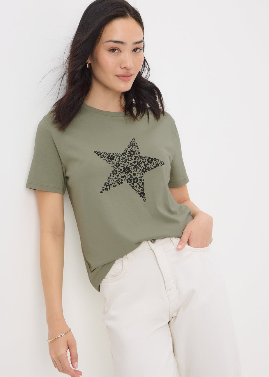 Khaki Star Print T-Shirt