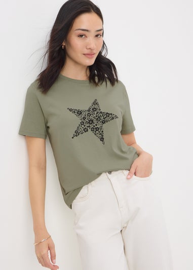Khaki Star Print T-Shirt