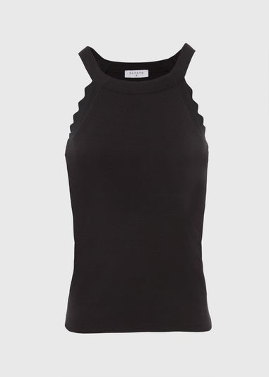 Black Scalloped Edge Racer Back Vest Top