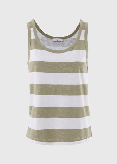 Khaki Stripe Slub Vest