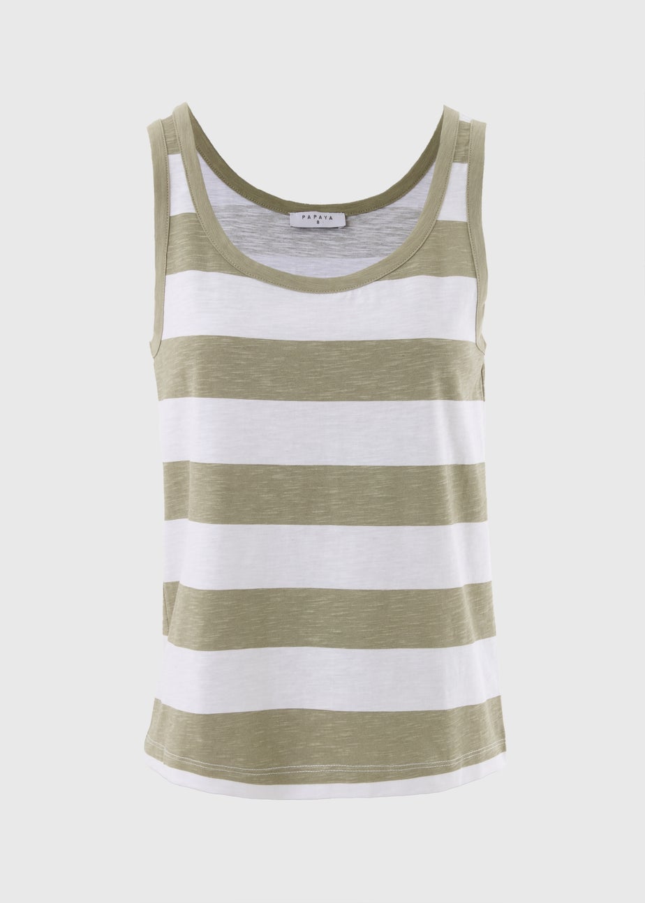 Khaki Stripe Slub Vest