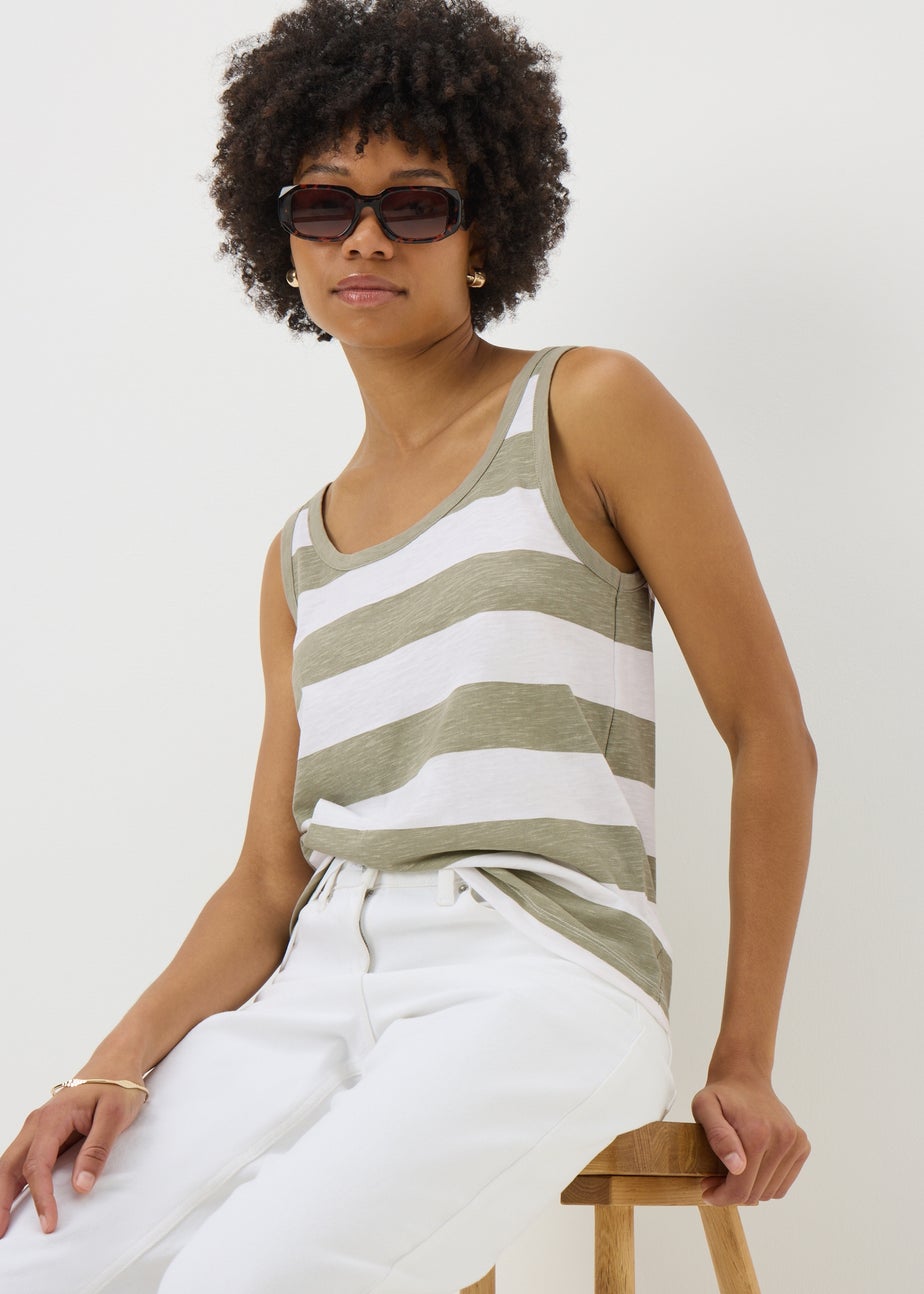 Khaki Stripe Slub Vest