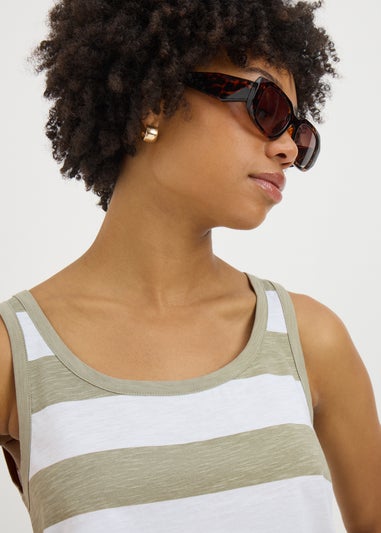 Khaki Stripe Slub Vest