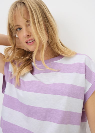 Lilac Stripe Slub T-Shirt