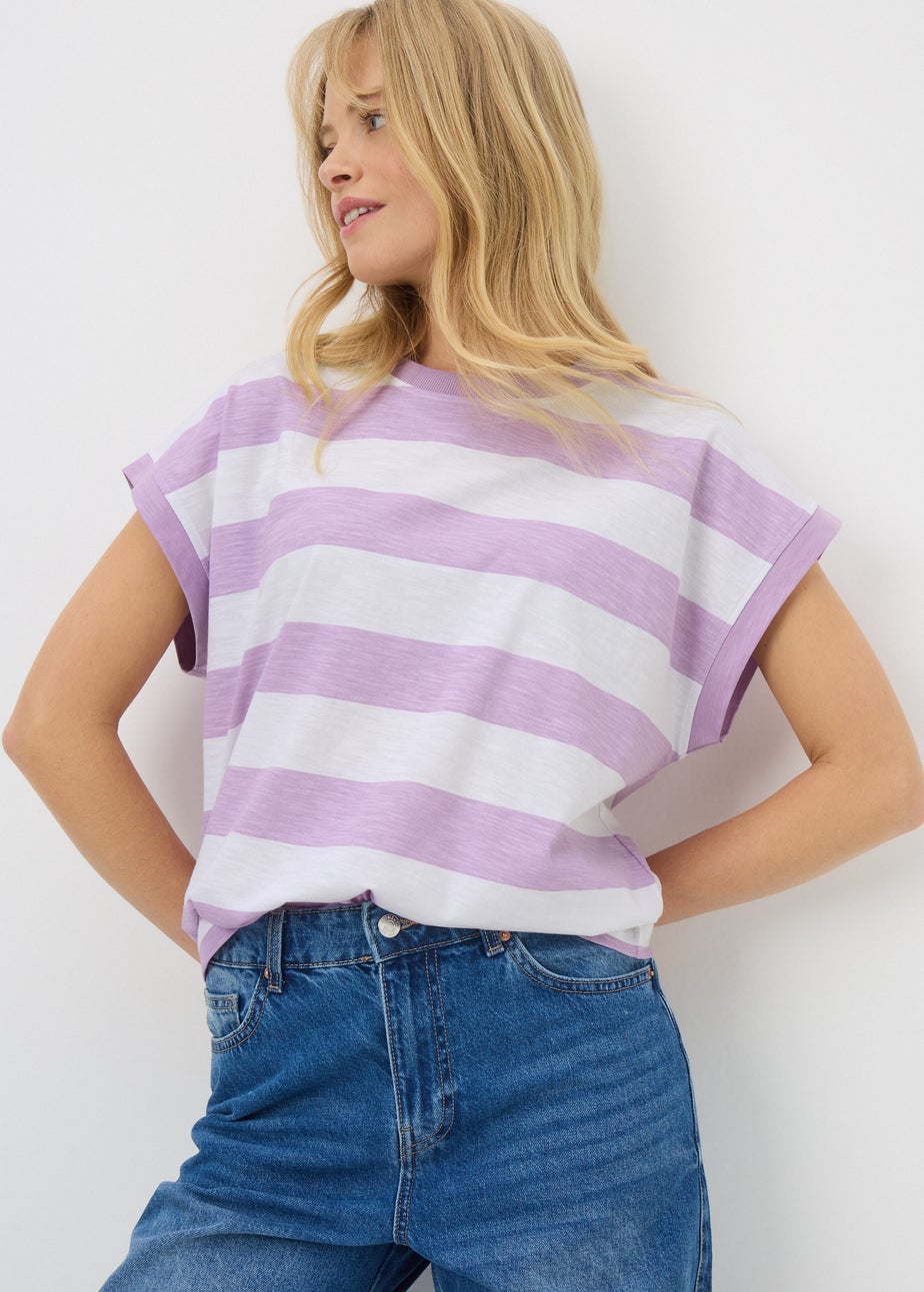 Lilac Stripe Slub T-Shirt