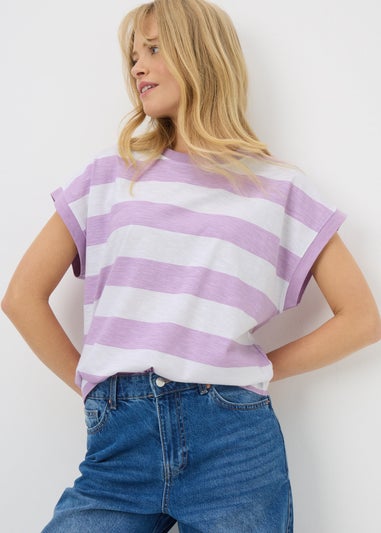 Lilac Stripe Slub T-Shirt