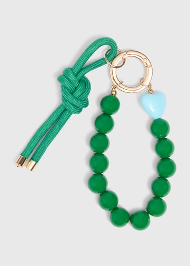 Green Bead Charm Keyring