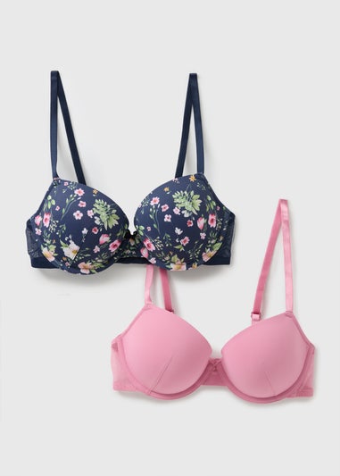 2 Pack Floral T-Shirt Bras