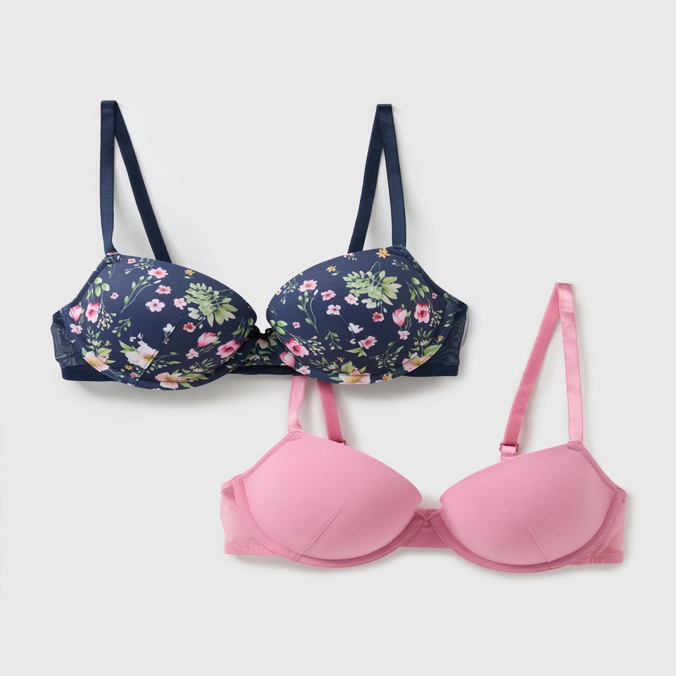 2 Pack Floral T-Shirt Bras