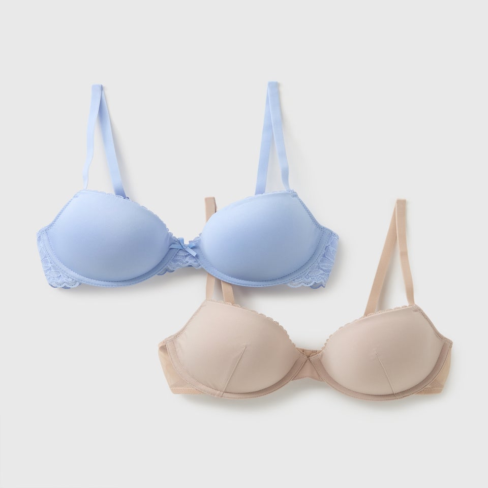 2 Pack Blue & Nude T-Shirt Bras