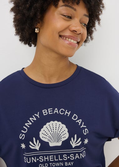 Navy Beach Slogan T-Shirt