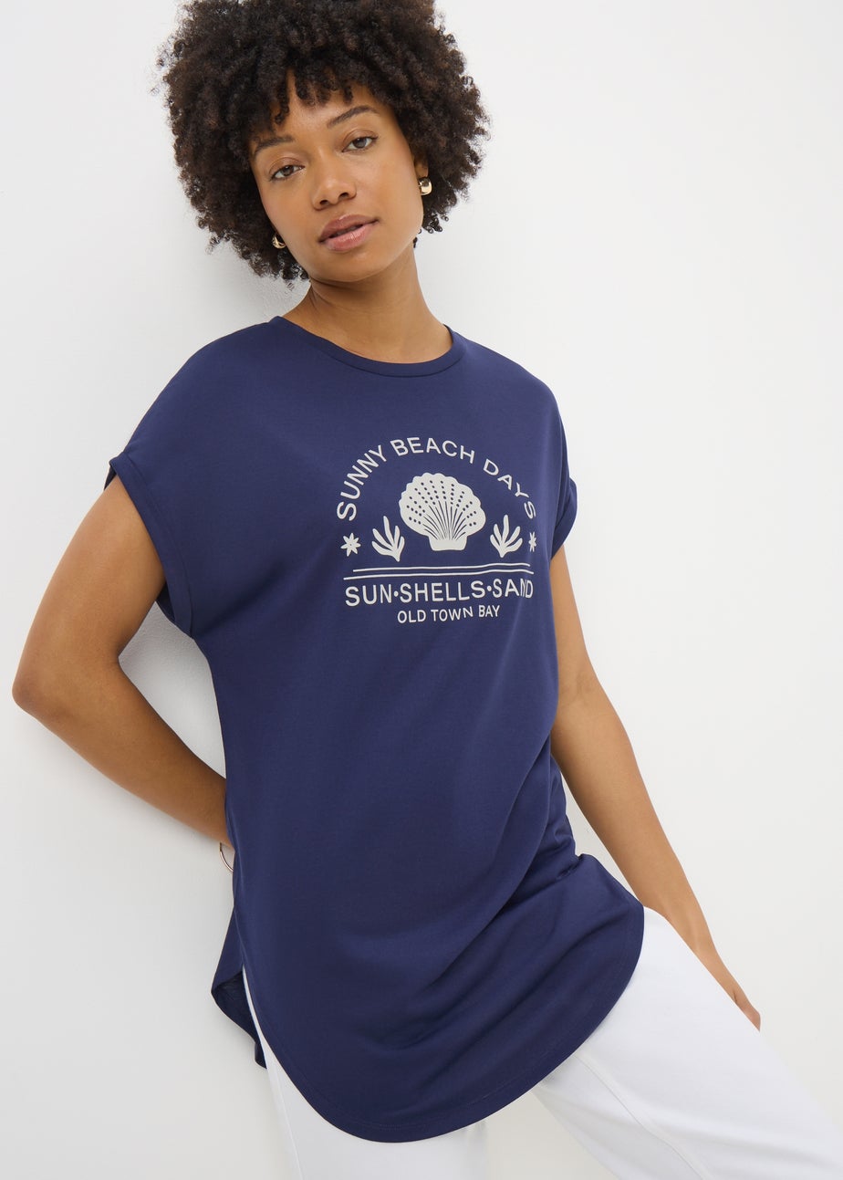 Navy Beach Slogan T-Shirt