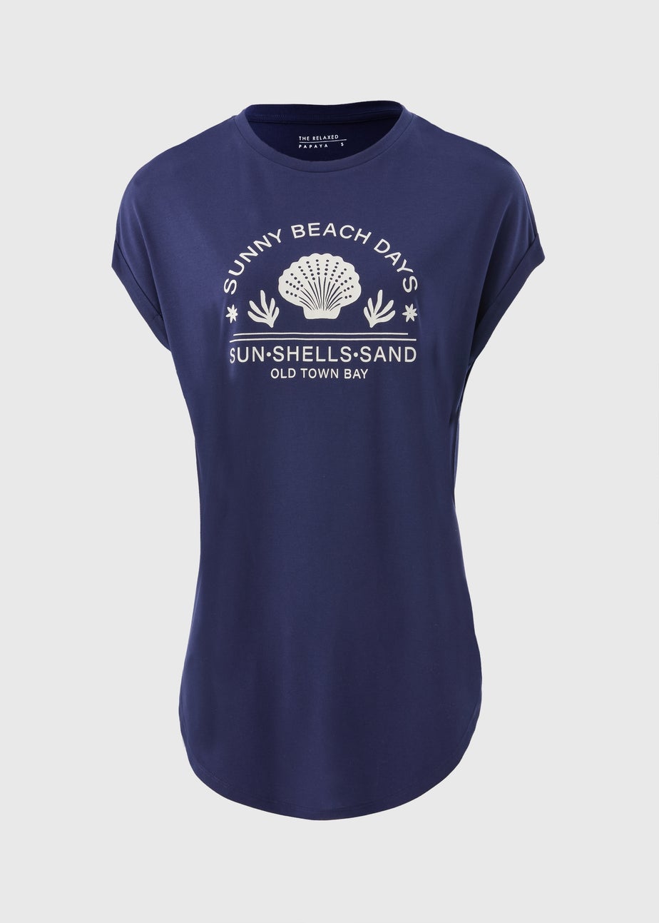 Navy Beach Slogan T-Shirt