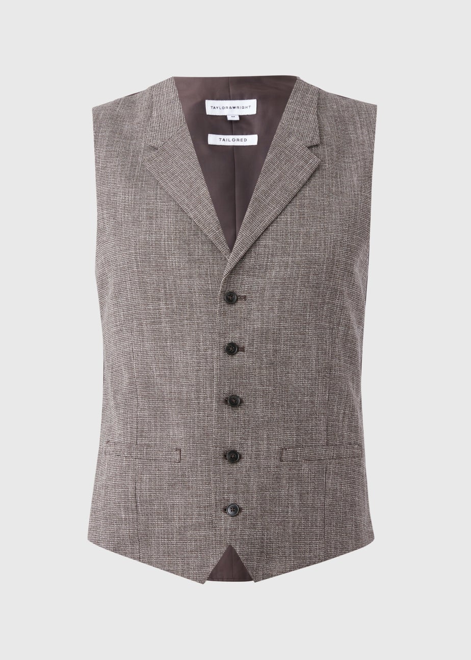 Taylor & Wright Bourton Brown Lapel Waistcoat