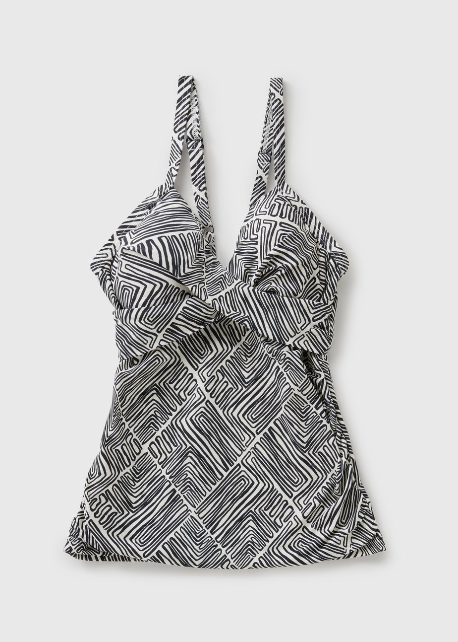 Black Mono Print Shapewear Tankini