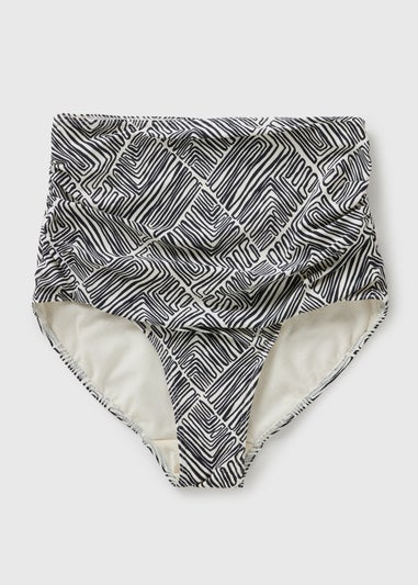 Black Geometric Mono Shapewear Bikini Bottoms