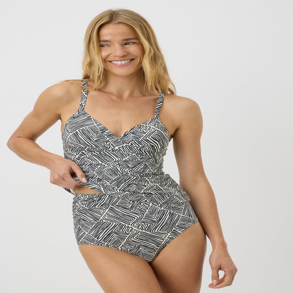 Black Geometric Mono Shapewear Bikini Bottoms