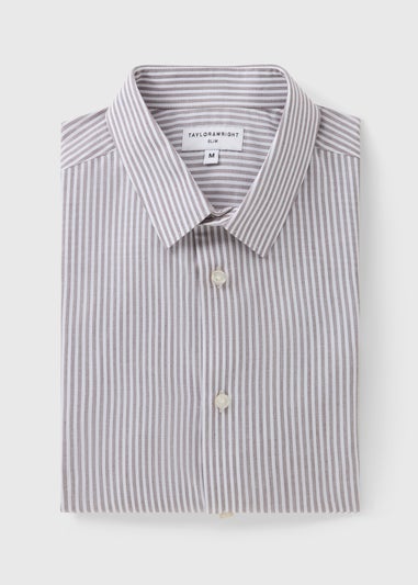 Taylor & Wright Brown Stripe Slim Fit Long Sleeve Shirt