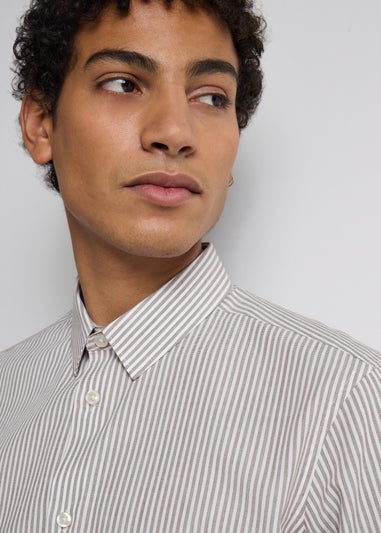 Taylor & Wright Brown Stripe Slim Fit Long Sleeve Shirt