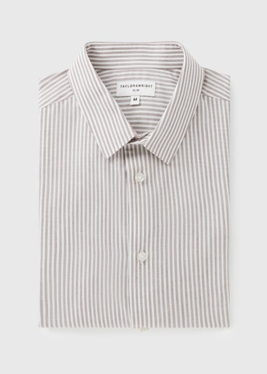 Taylor & Wright Brown Stripe Slim Fit Long Sleeve Shirt
