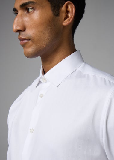 Taylor & Wright White Herringbone Regular Fit Shirt