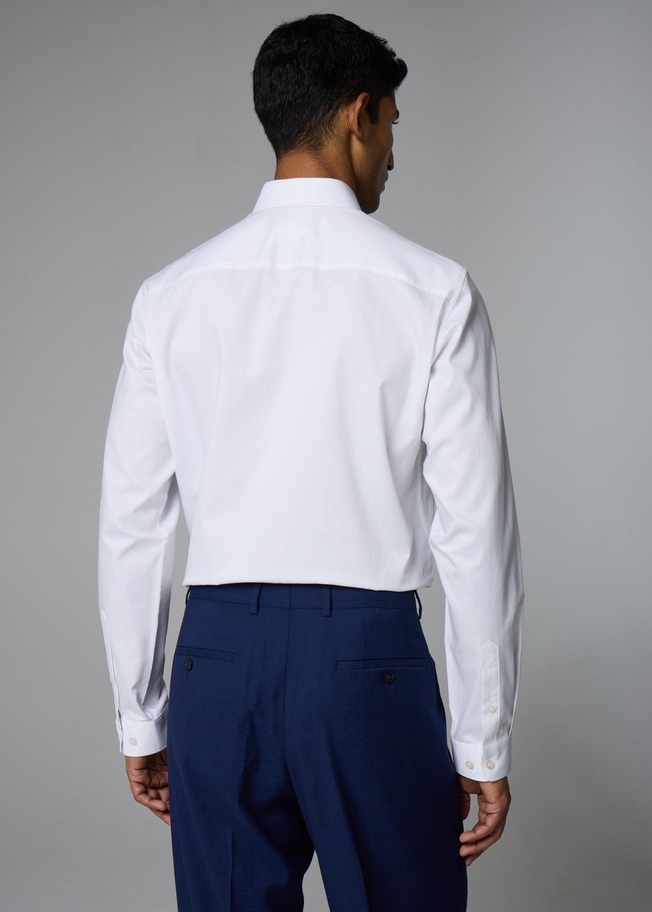 Taylor & Wright White Herringbone Regular Fit Shirt