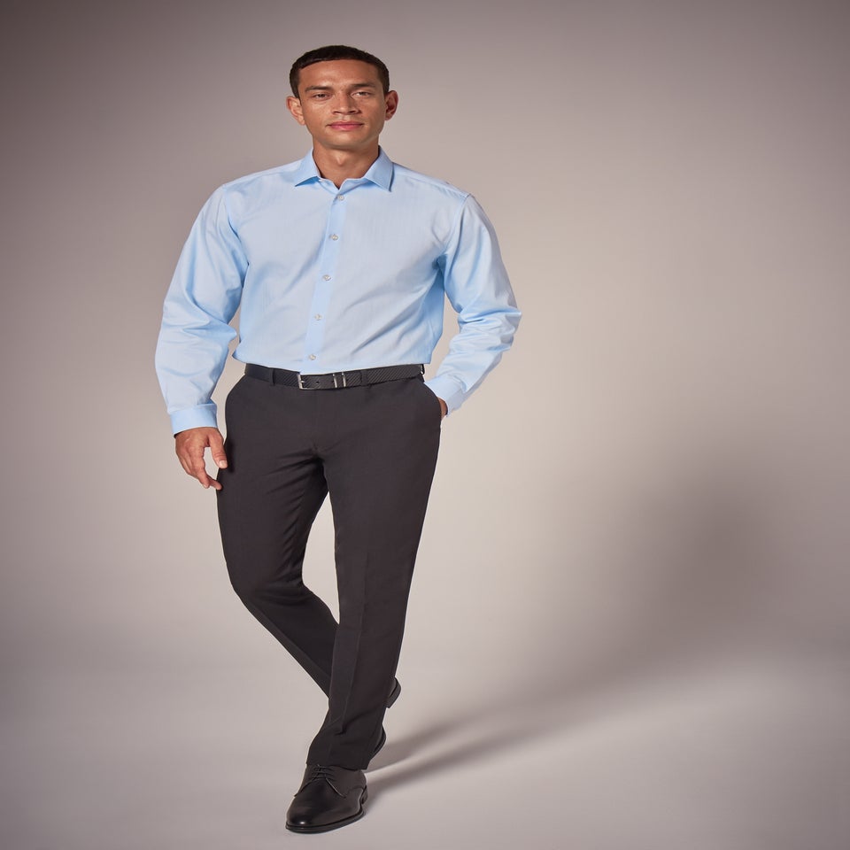 Taylor & Wright Blue Herringbone Regular Fit Shirt
