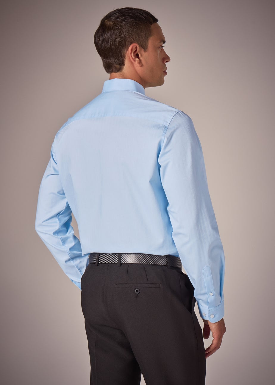 Taylor & Wright Blue Herringbone Regular Fit Shirt
