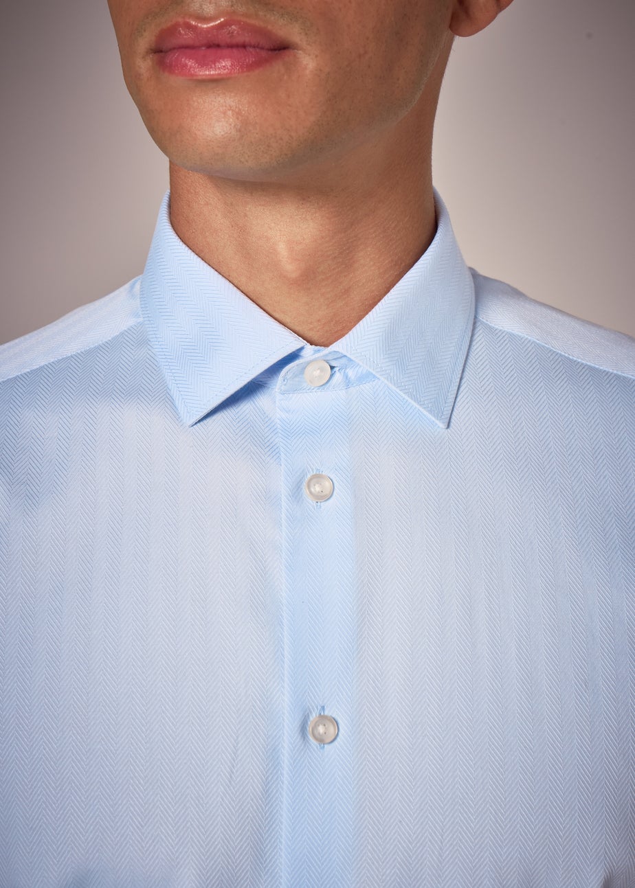 Taylor & Wright Blue Herringbone Regular Fit Shirt