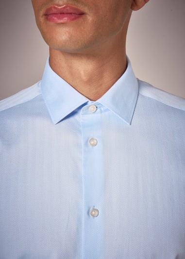 Taylor & Wright Blue Herringbone Regular Fit Shirt