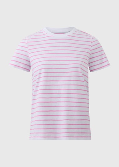 Pink Stripe Crew Neck T-Shirt
