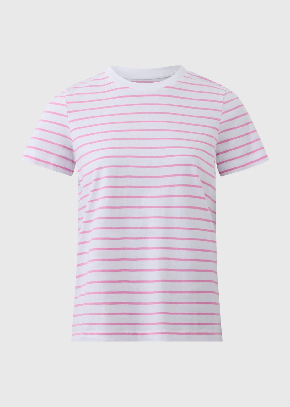Pink Stripe Crew Neck T-Shirt