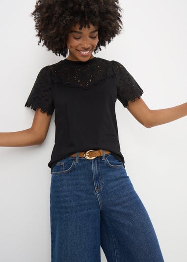 Black Floral Lace T-Shirt