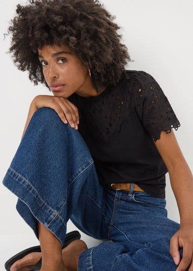 Black Floral Lace T-Shirt