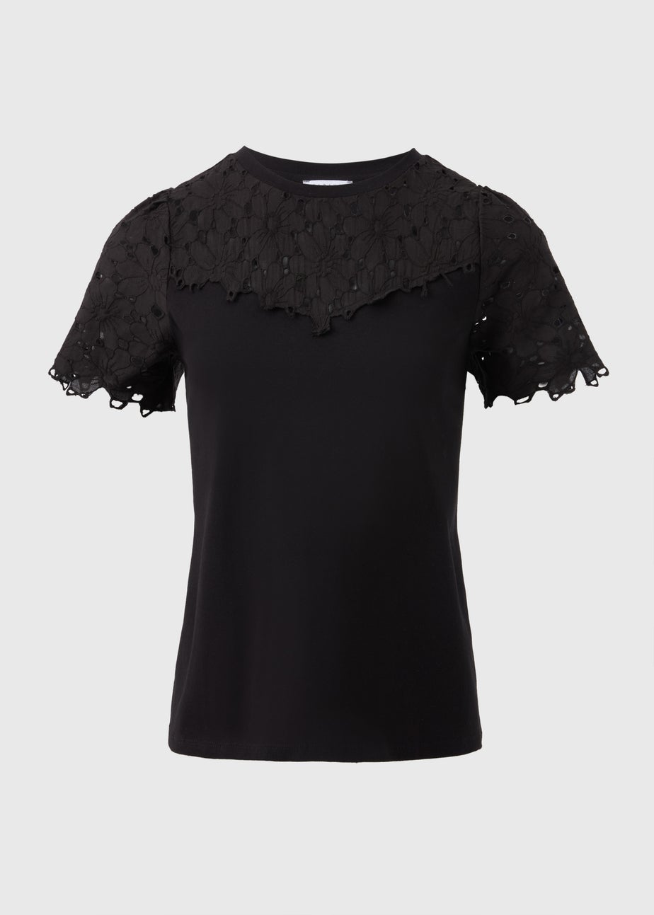 Black Floral Lace T-Shirt