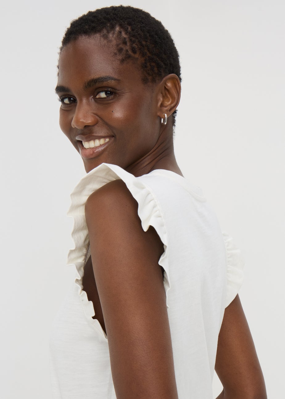 White Ruffle Sleeve T-Shirt