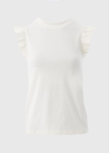 White Ruffle Sleeve T-Shirt