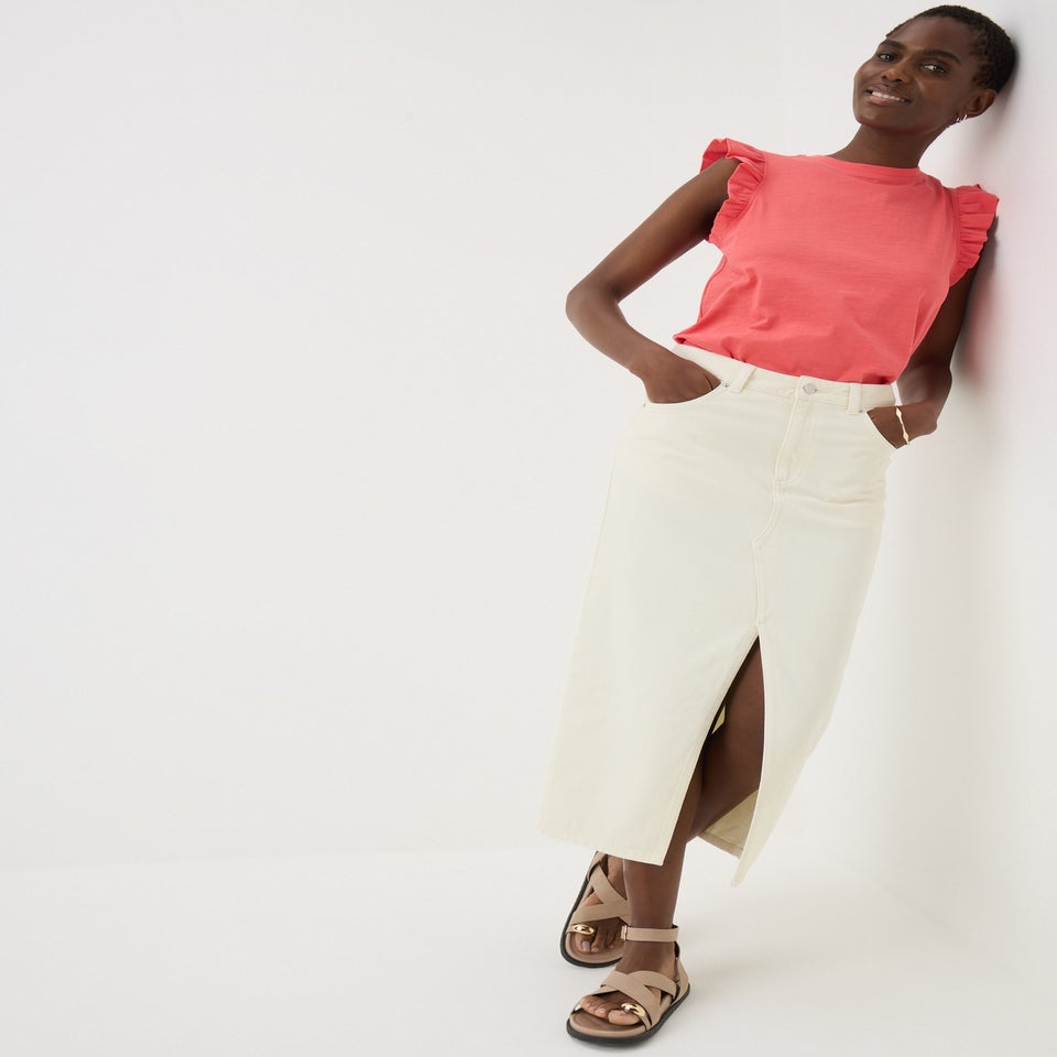 Coral Ruffle Sleeve T-Shirt