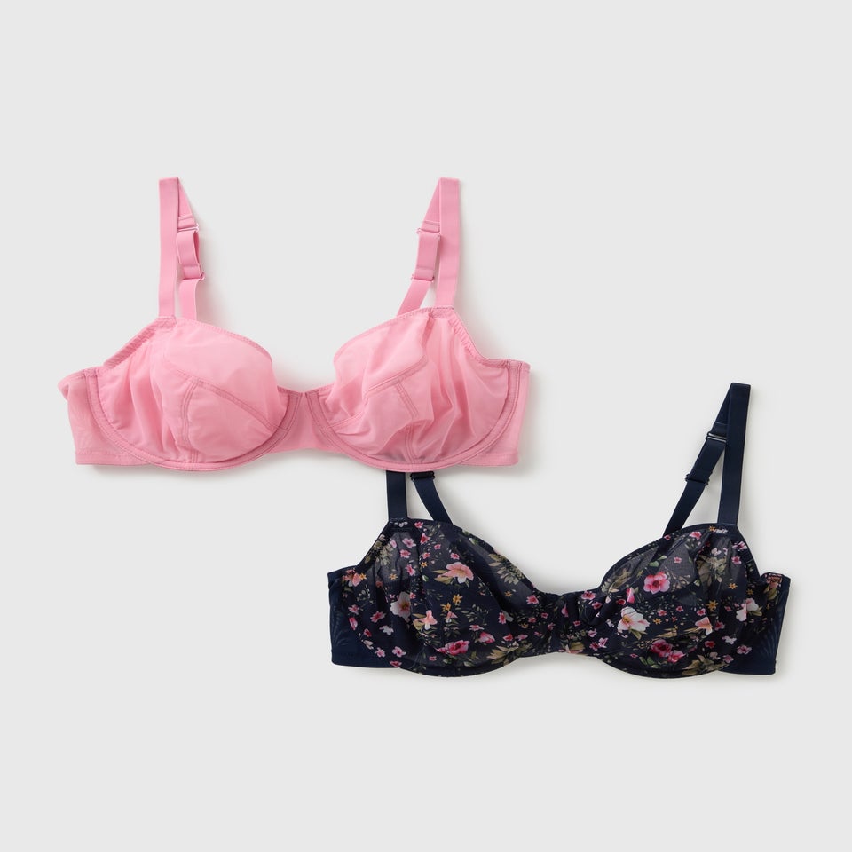 2 Pack DD+ Floral Print Bras