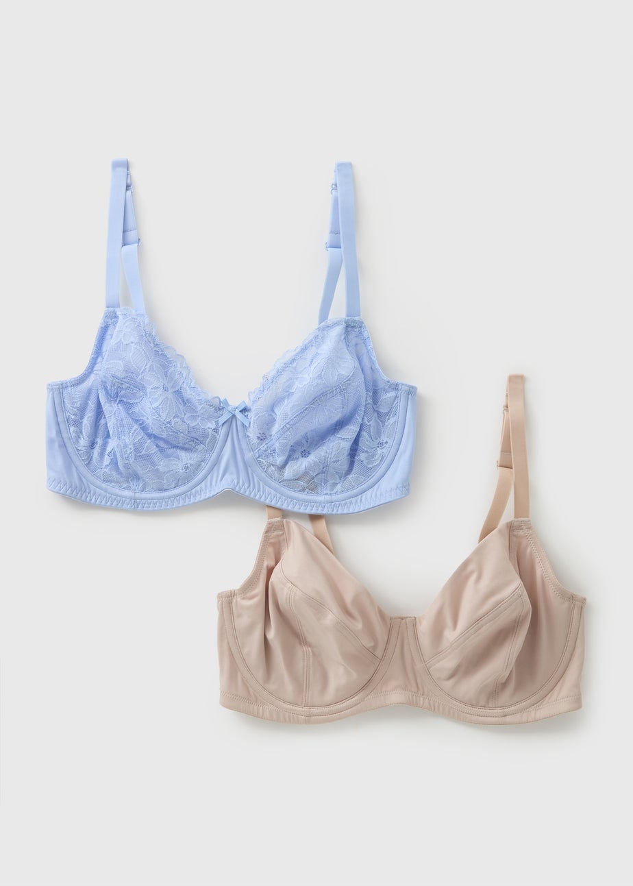 2 Pack DD+ Blue & Nude Lace Bras