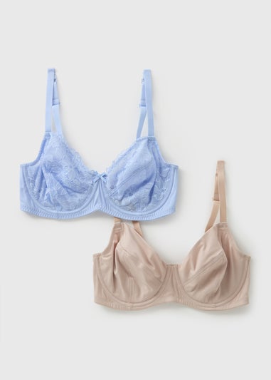 2 Pack DD+ Blue & Nude Lace Bras