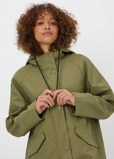 Khaki Rubberised Showerproof Parka Coat