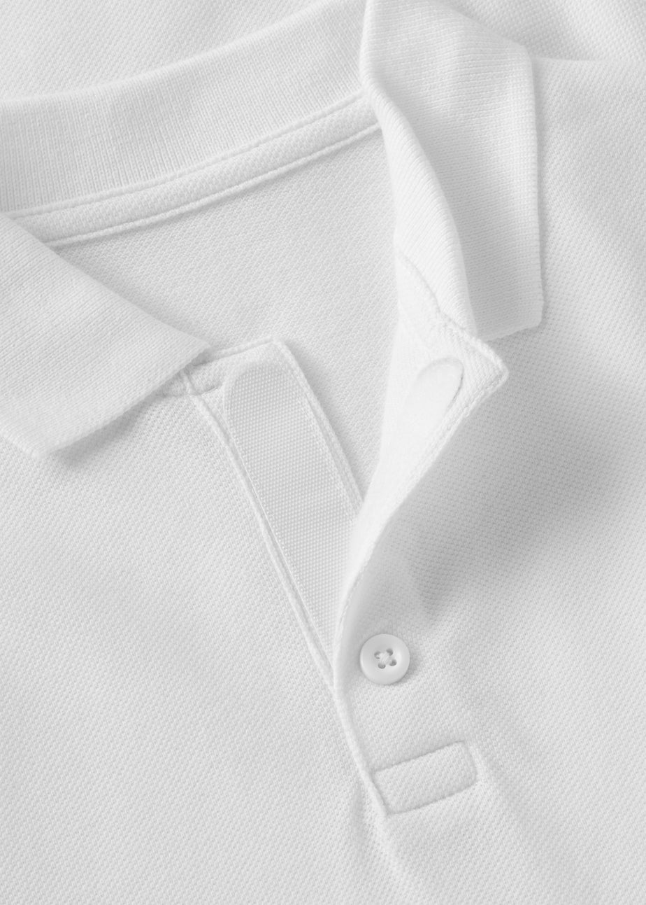 2 Pack Kids White Easy Dressing Polo Shirts (4-12yrs)