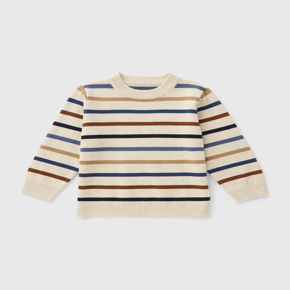 Boys Cream Stripe Knit Jumper (1-7yrs)
