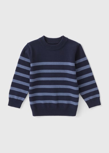Boys Navy Stripe Fine Knit Jumper (1-7yrs)